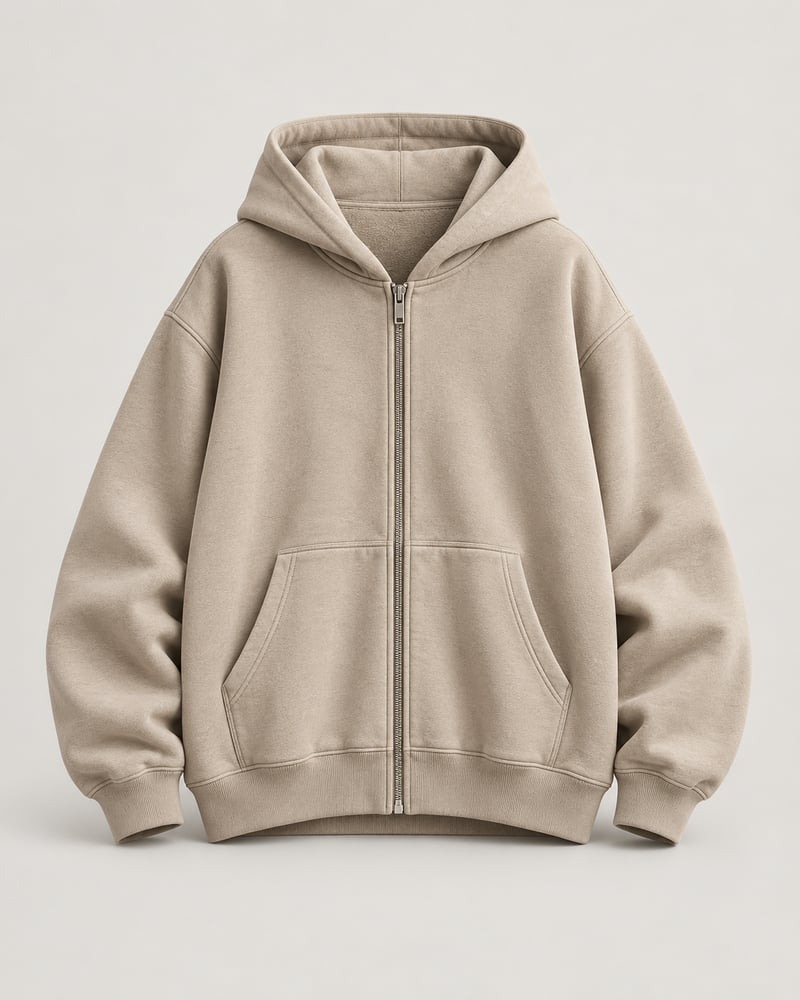 Studio zip hoodie — stone